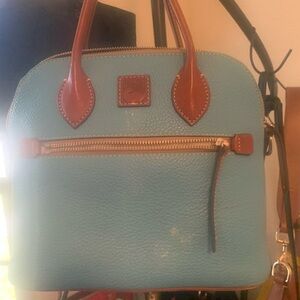 Dooney & Bourke Blue and Brown Leather Satchel